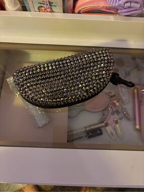 Crystal-Embellished Black Sunglasses Case - Unbranded